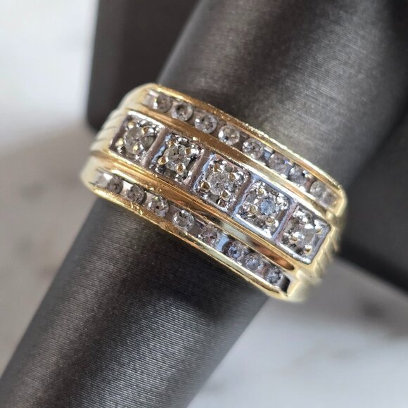 Mens Vintage Estate 14K Yellow Gold Diamond Ring 8.5g E6524